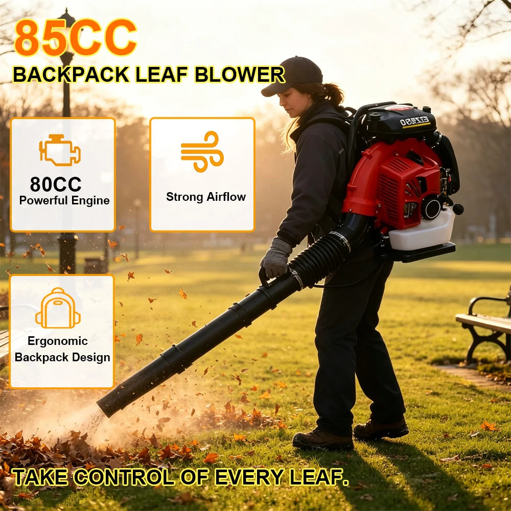 Heavy Duty 85CC Gas Powered Backpack Leaf Blower For Yards