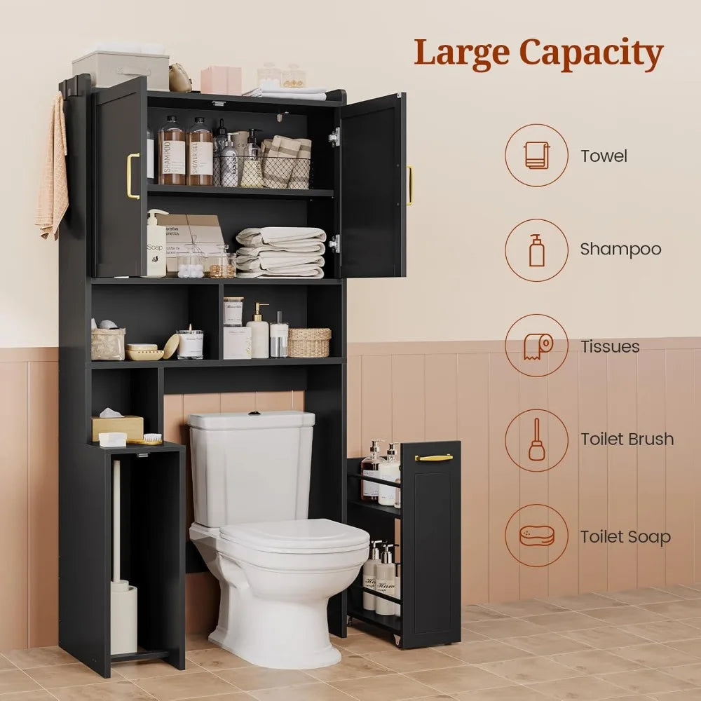 Over The Toilet Storage Cabinet With Pulley And Adjustable Shelf