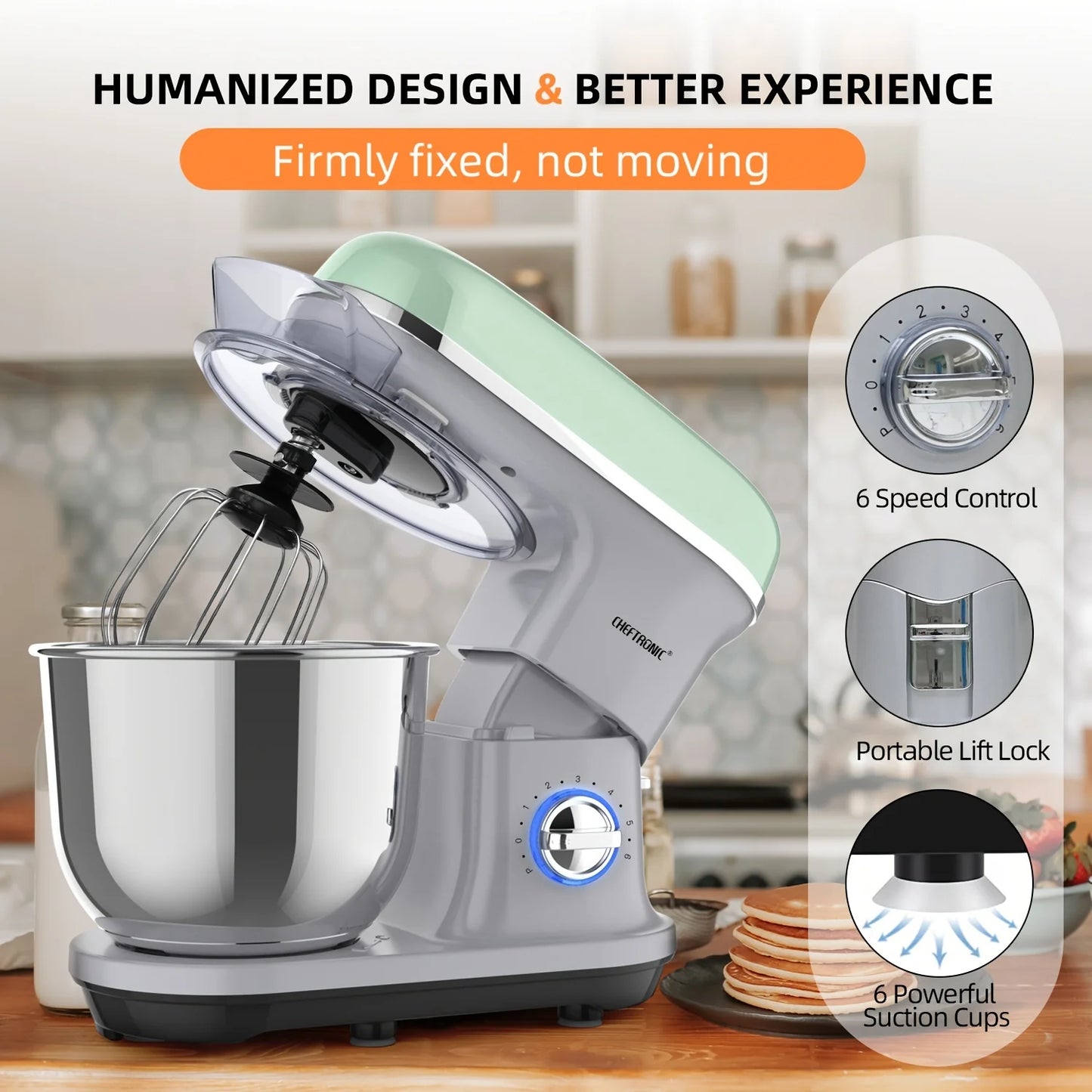 Cheftronic Stand Mixer Tilt-Head 500W 6+ Speed US Plug