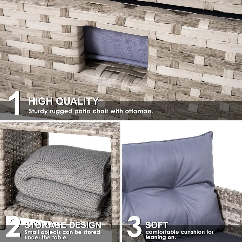 Hign Concerned 5 Piece Wicker Patio Furniture Set Ottomans