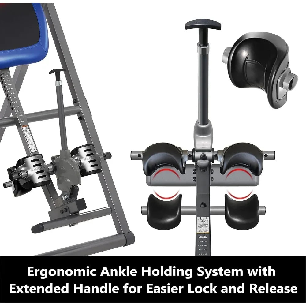 Customizable-INNOVA HEALTH AND FITNESS ITM4800 Advanced Heat And Massage Inversion Table,Black/ Blue / Gray