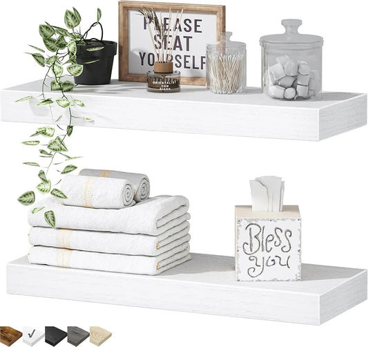 Floating Wall Shelves Set Of 2 Over Toilet Decor