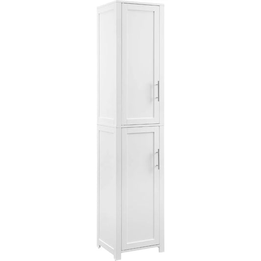 Linen Storage Cabinet for Laundry and Bathroom, Shelves Included, White