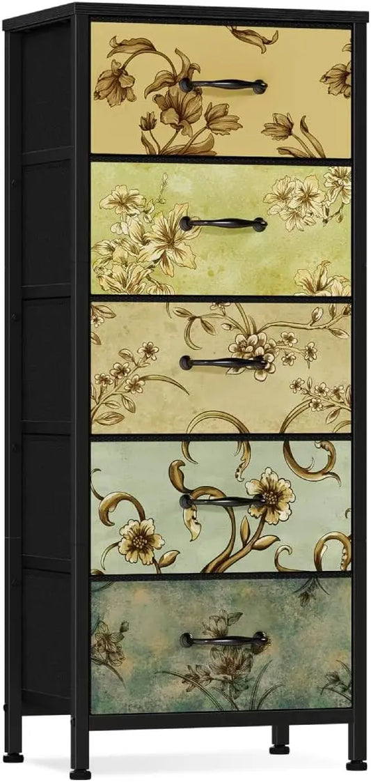 Vertical Dresser For Bedroom Tall Skinny Tower With Fabric Drawers For Living Room Dorm Entryway