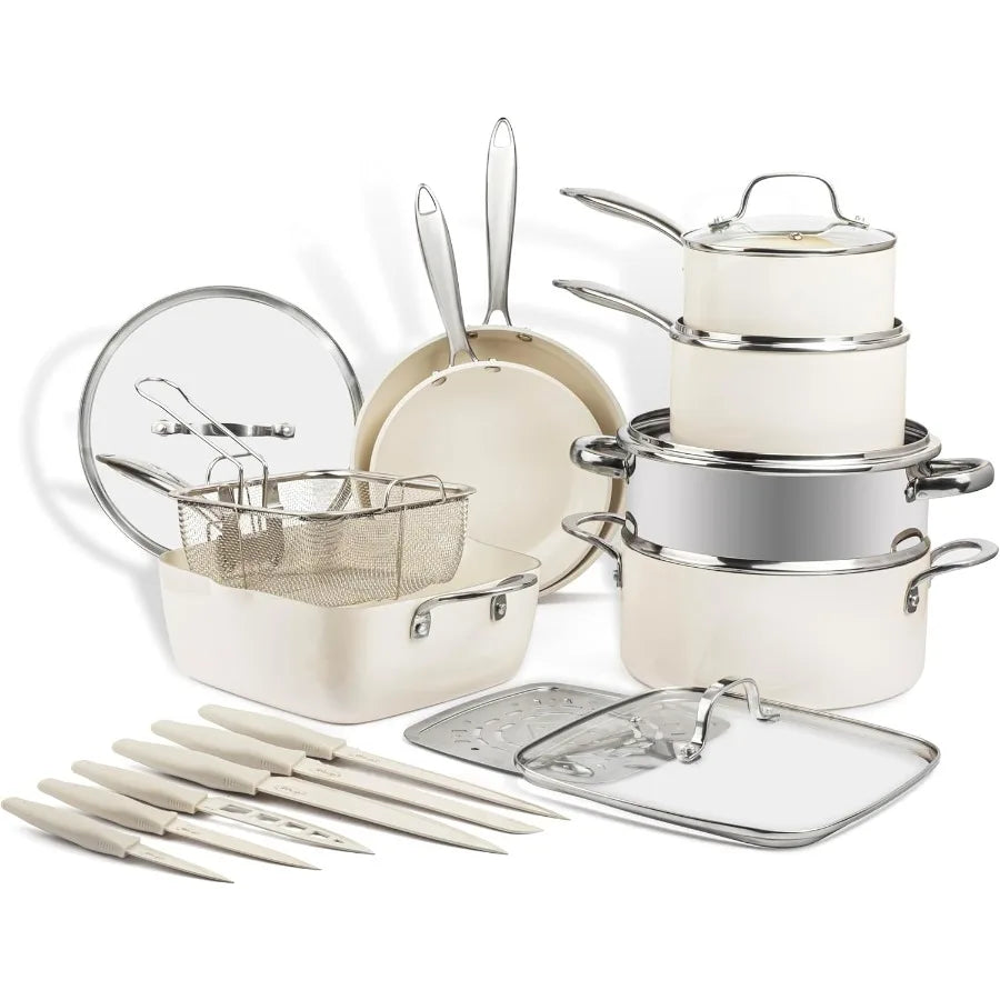 Nonstick Ceramic Cookware Set Pots And Pans For Kitchen Cooking