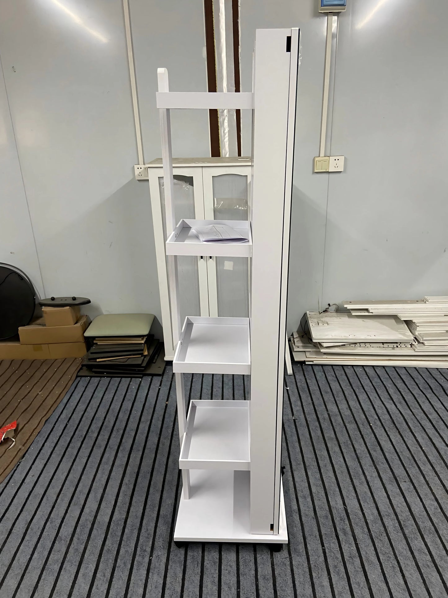 360 Degree Rotating LED Jewelry Armoire With Full Length Mirror Capacity Floor Standing Organizer In 3 Color Dimmable