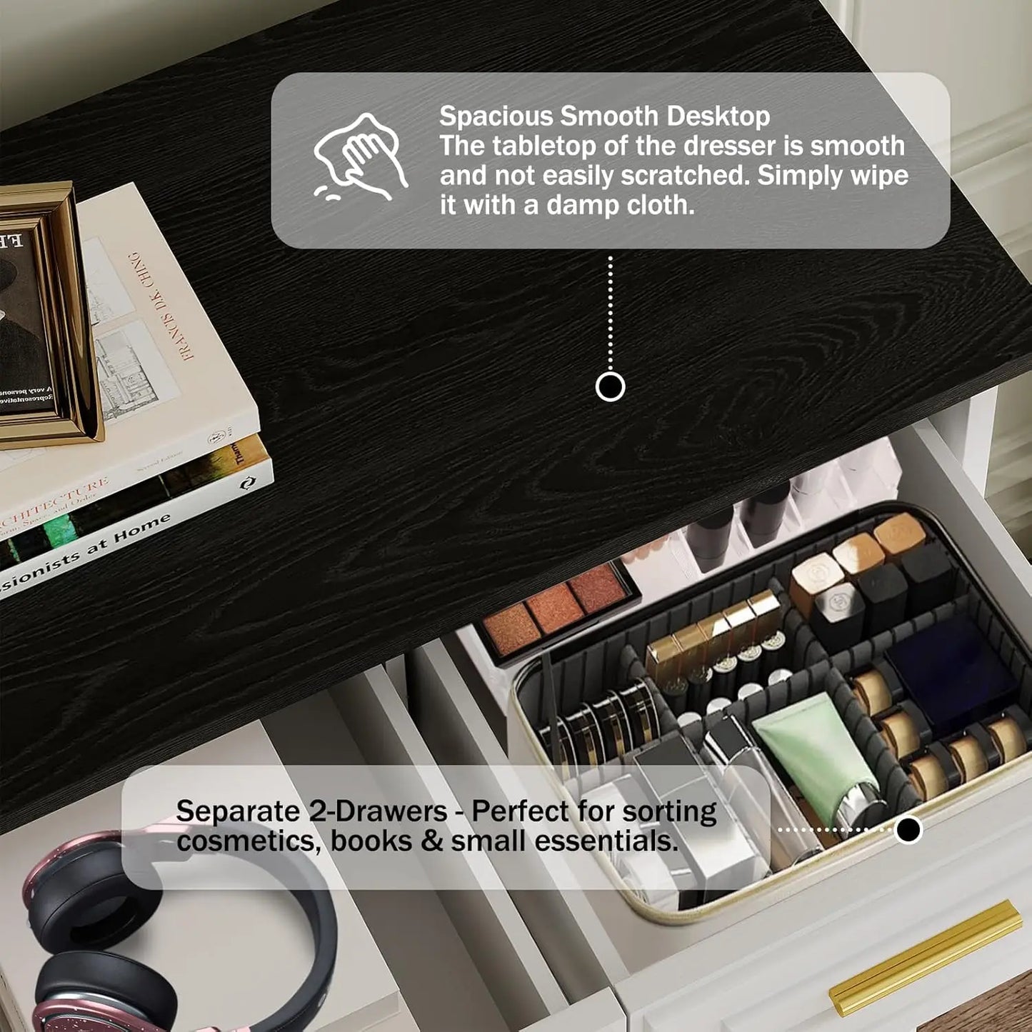 Hign-concerned Chemical White Six Drawer Dresser Farmhouse