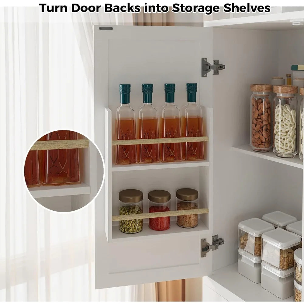 Charge Pantry Storage Cabinet With 6 Doors And 8 Shelves