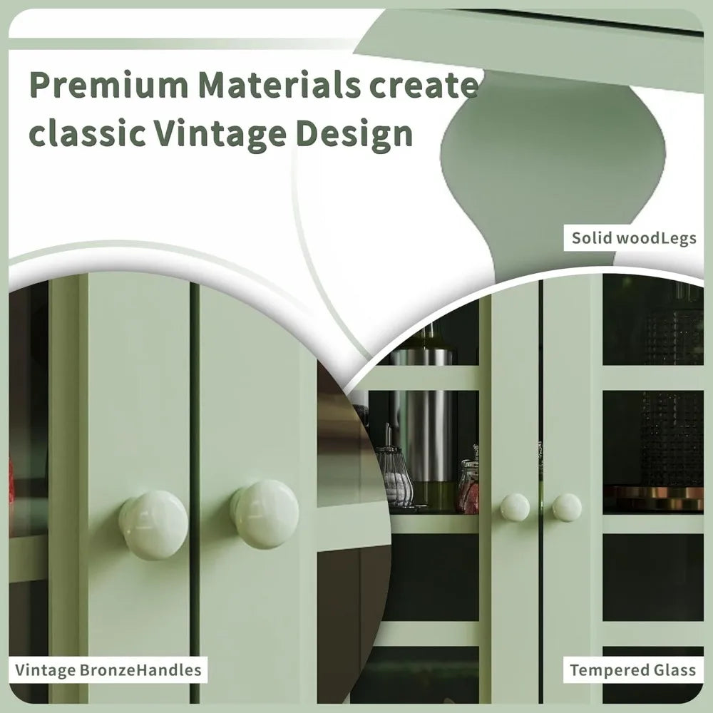 ANGDUO Buffet Cabinet With Glass Doors And Drawer Storage