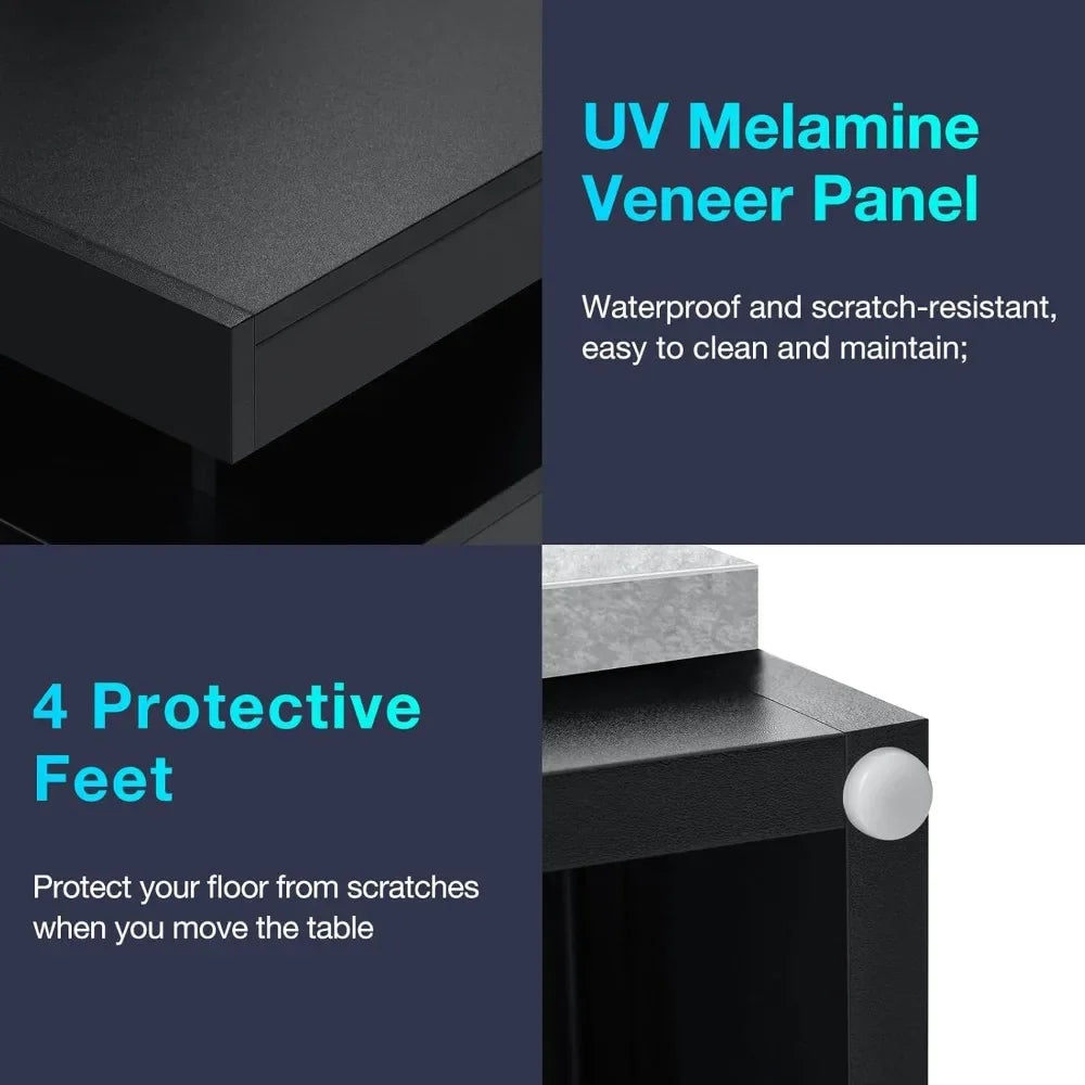 GUANGBAI LED Nightstand With Wireless Charging USB Ports