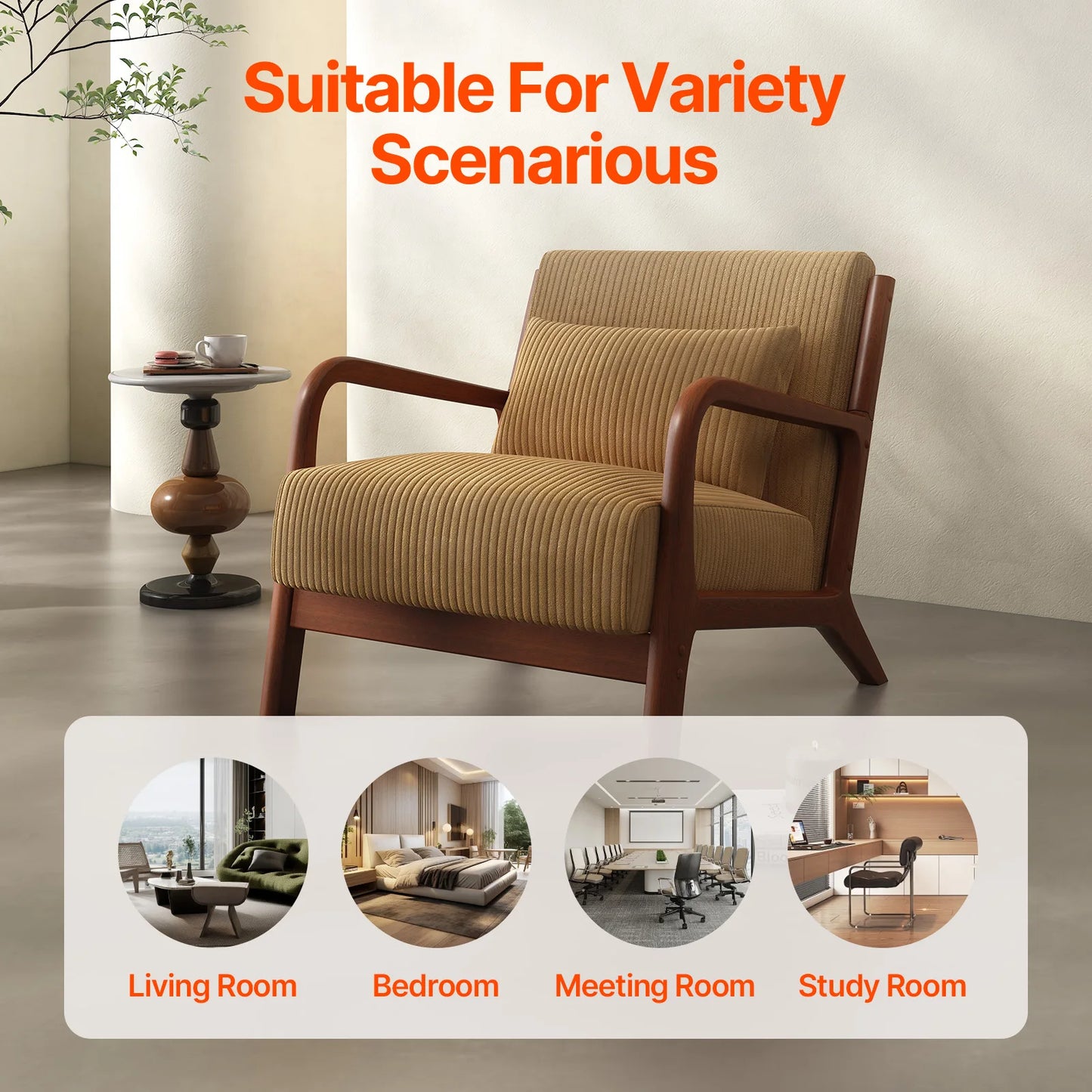 QWICover Mid Century Modern Accent Chair Fabric Armchair
