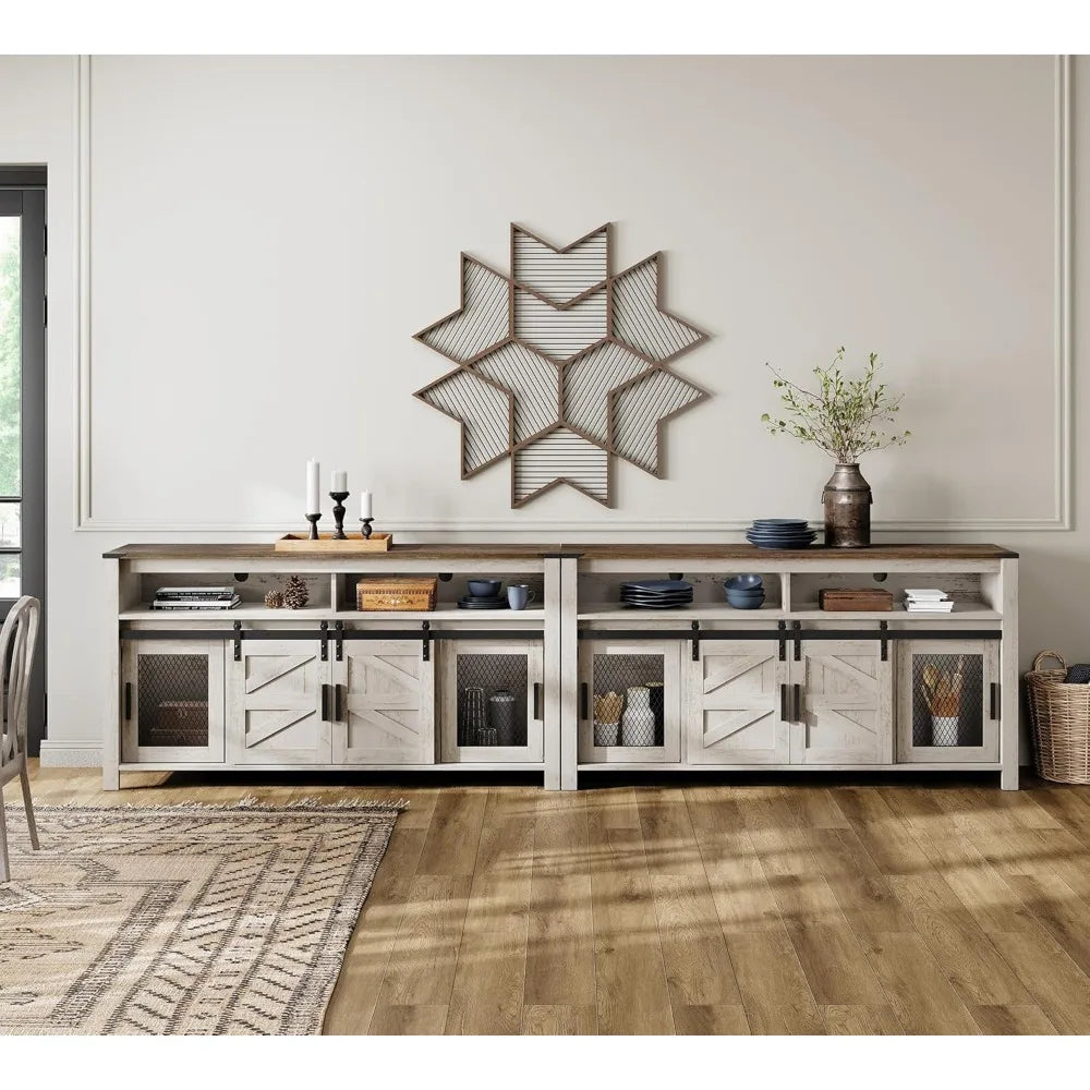 MKDK Farmhouse Buffet Cabinet Rustic Sideboard Barn Doors