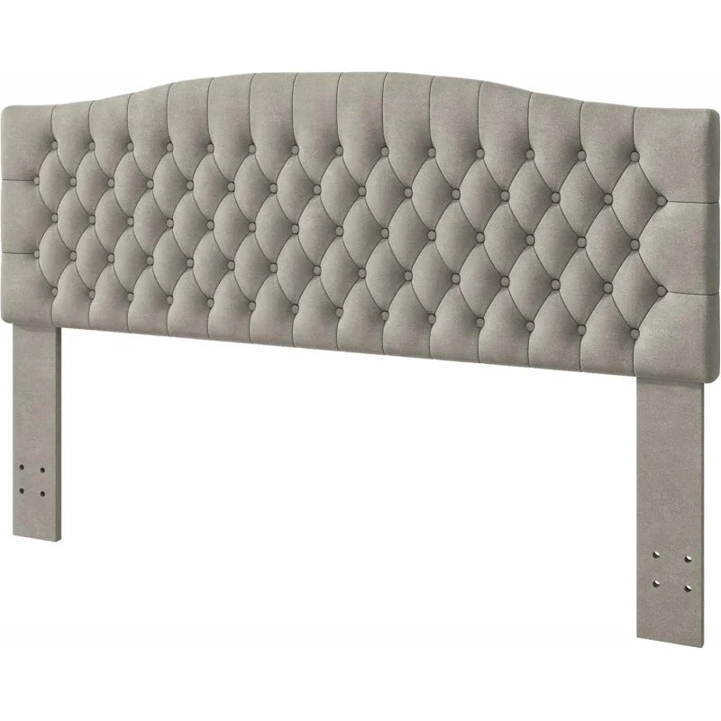King Headboard Only, Upholstered Head Board for Adjustable Bed Velvet Tufted Cal  Size Wall Mounted