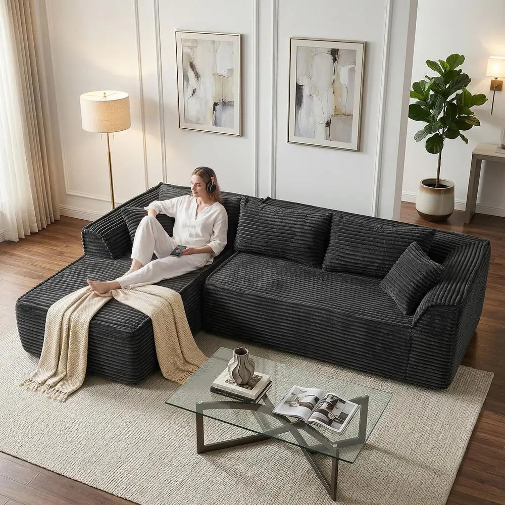 XMSJ Boneless L Shaped Modular Sofa With Chaise Memory Foam