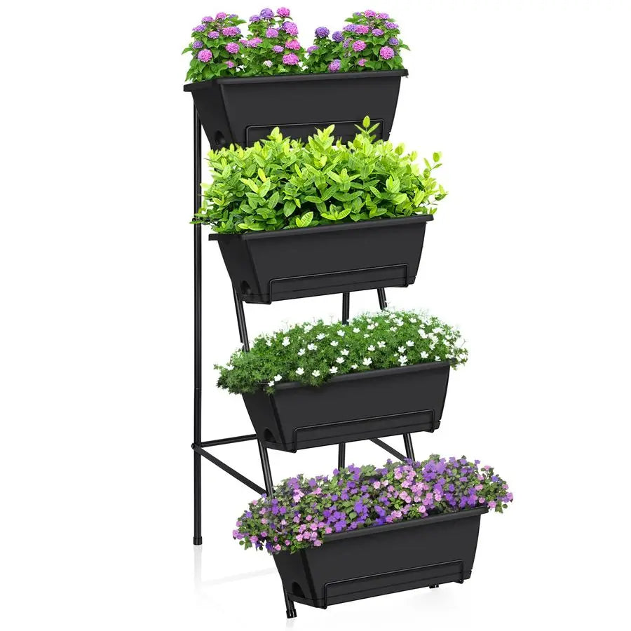 Raised Garden Bed 4 Tier Vertical Garden Planters Indoor Outdoor Raised Planter Box with Legs Elevated Herb Garden Planter for F