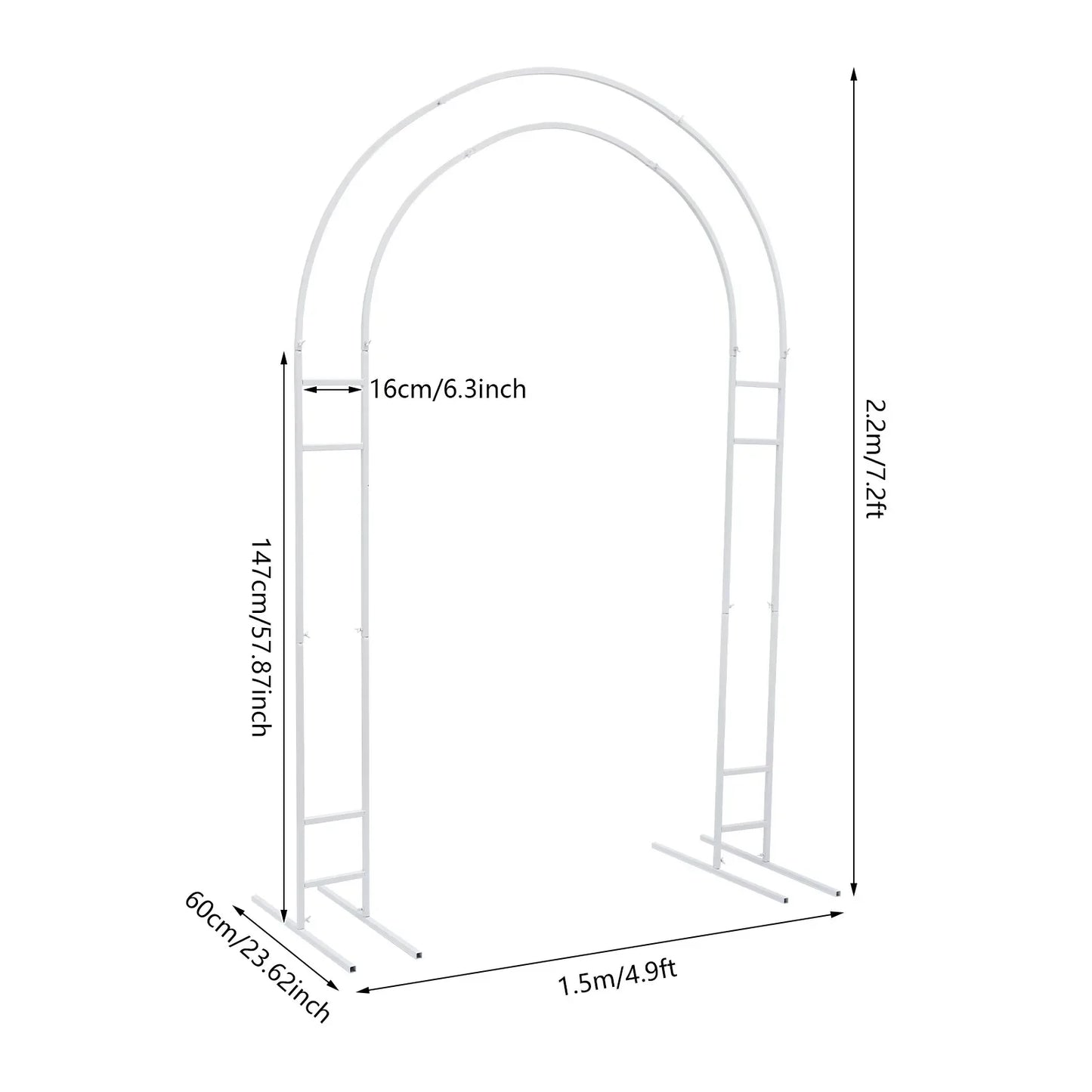 NONECN Metal Wedding Arch Stand Frame Steel Garden Arbor