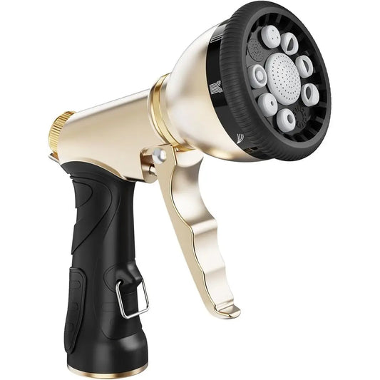 Garden Hose Nozzle With 9 Spray Settings Heavy Duty Metal