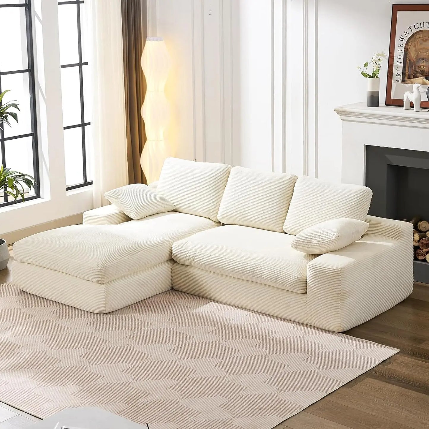 Cloud Modular Corduroy Sectional Sofa With Chaise LShaped