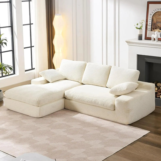 Cloud Modular Corduroy Sectional Sofa With Chaise LShaped