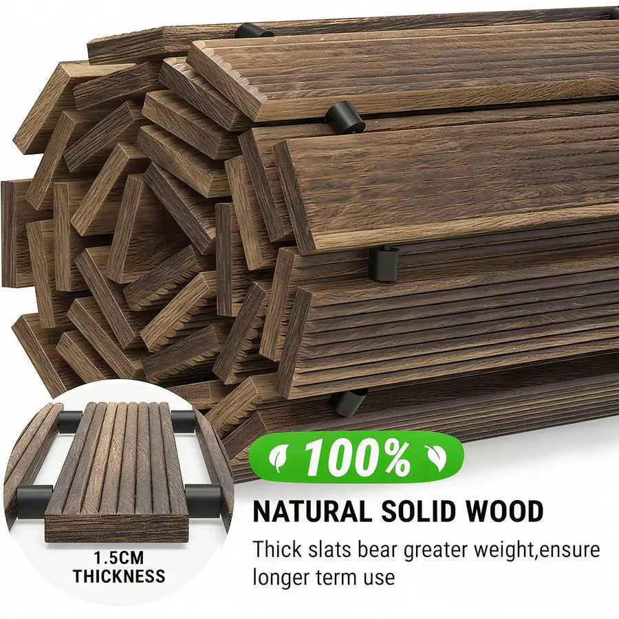 8FT x 17IN Wooden Garden Pathway, Outdoor Roll Out Decorative Garden Walkway, WeatherResistant NonSlip Hardwood Walkway Pavers f