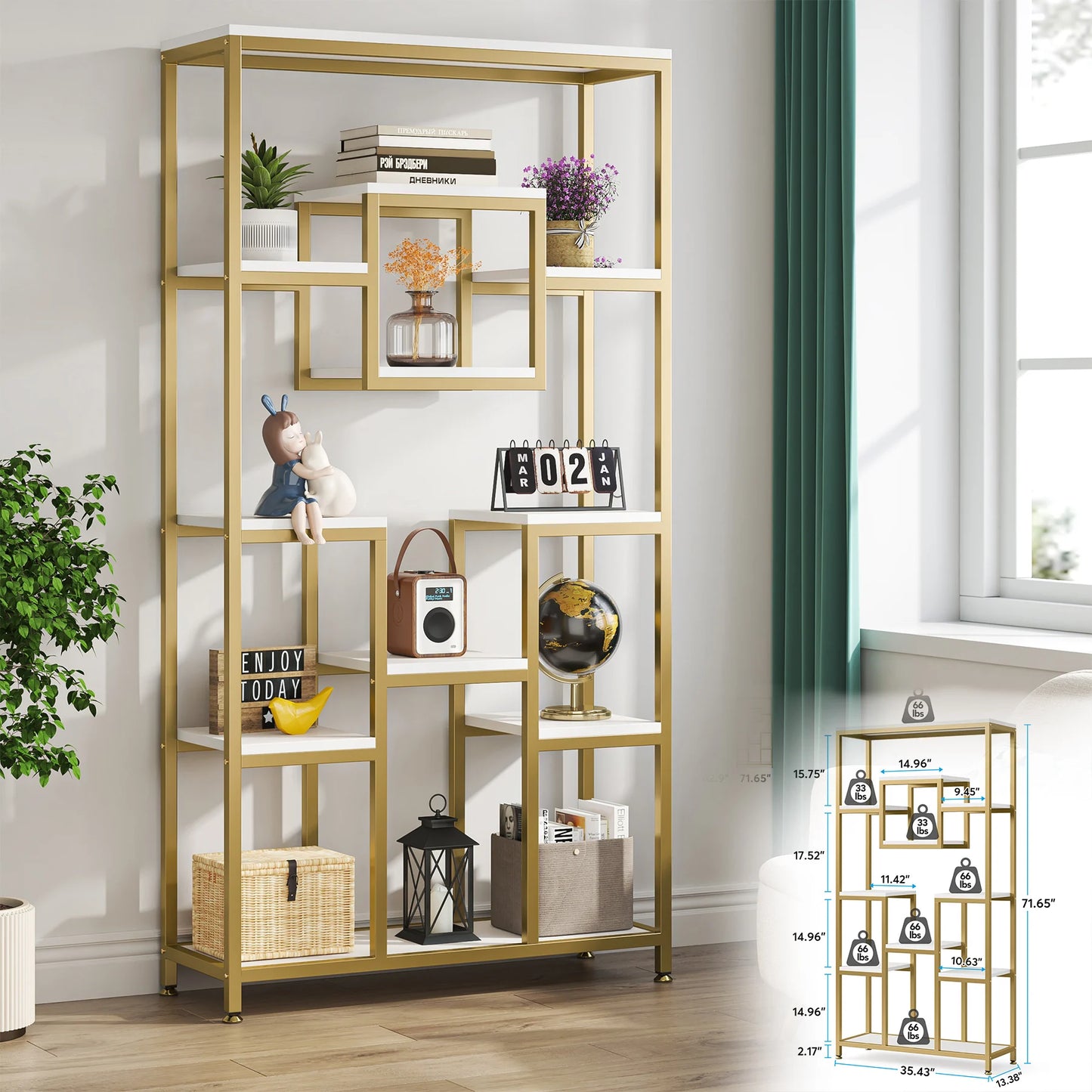 Tribesigns 5 Tier Etagere Bookcase Modern Open Shelves