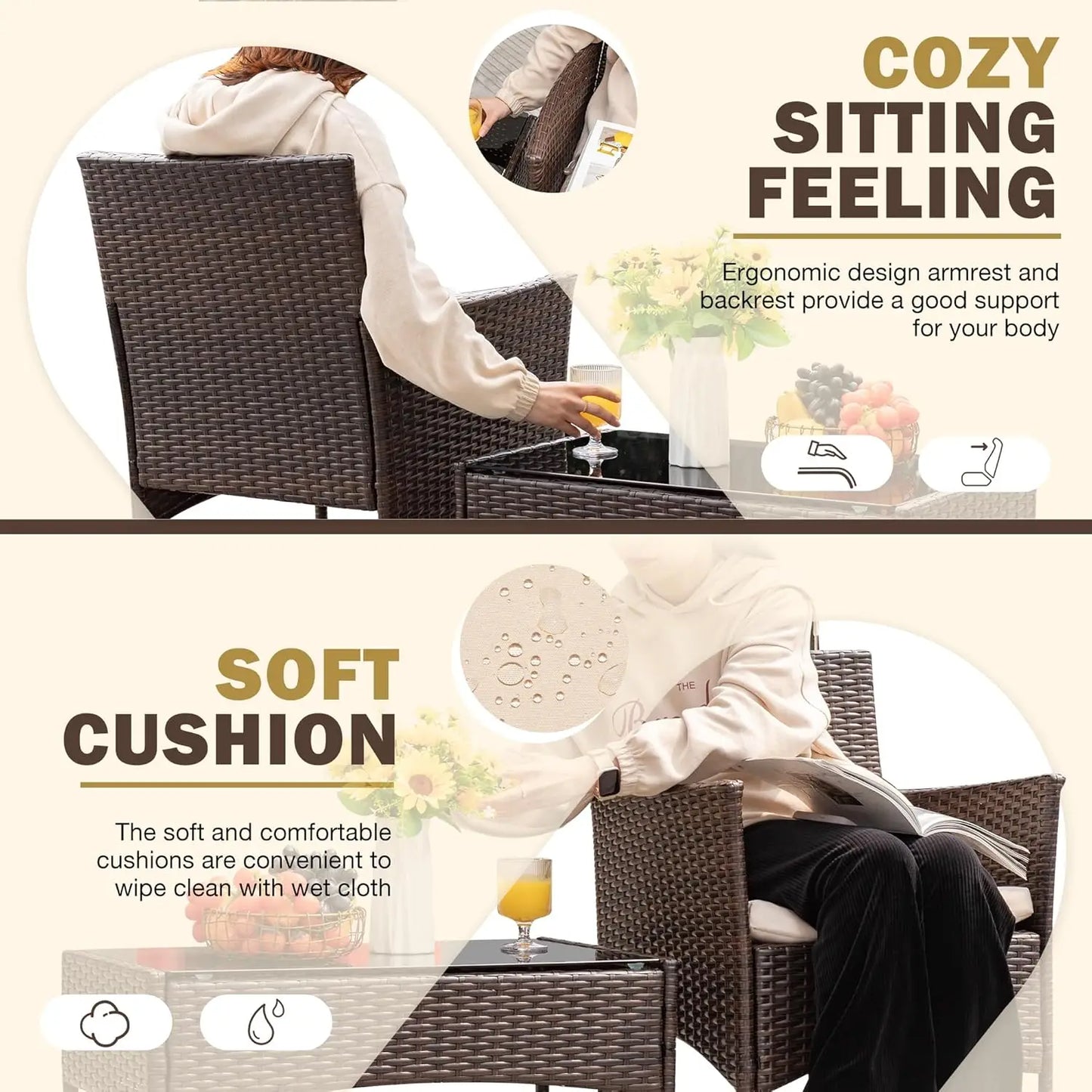 Rattan Wicker Outdoor Patio Furniture Set 4 Piece Garden