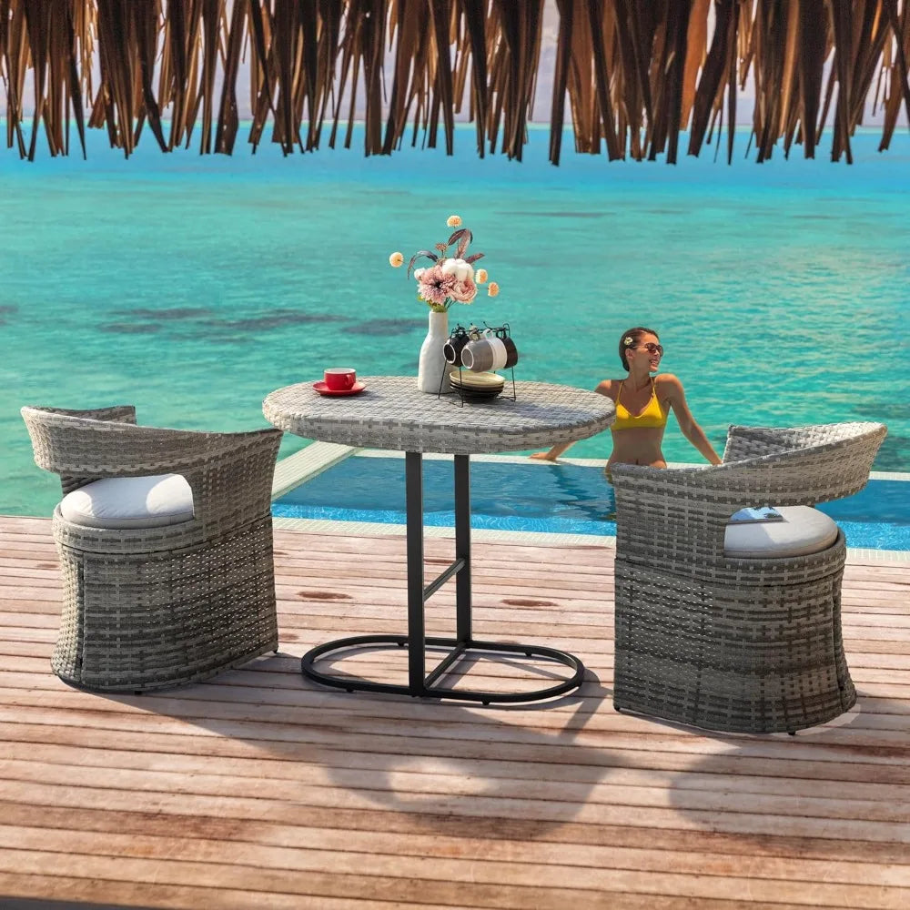 Outdoor Patio Bistro Set 3-Piece Iron Table And 2 Chairs