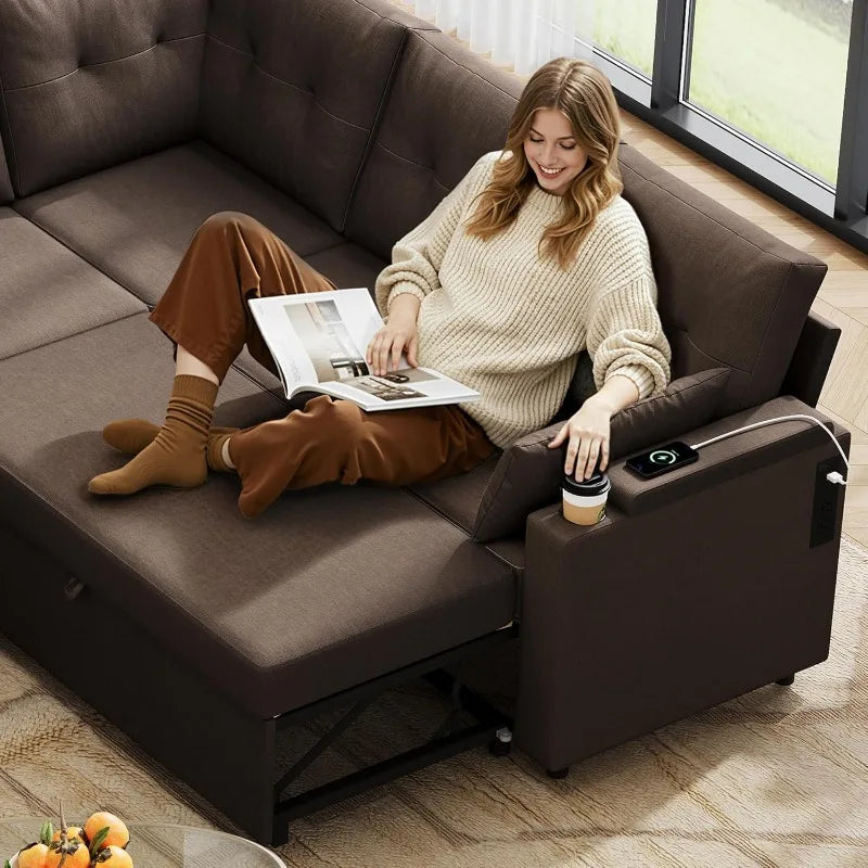 U Shape Sectional Sofa With Storage Chaise And Sleeper