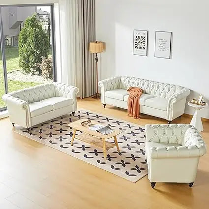 DAFIFY Velvet Chesterfield Living Room Set Sofa Loveseat