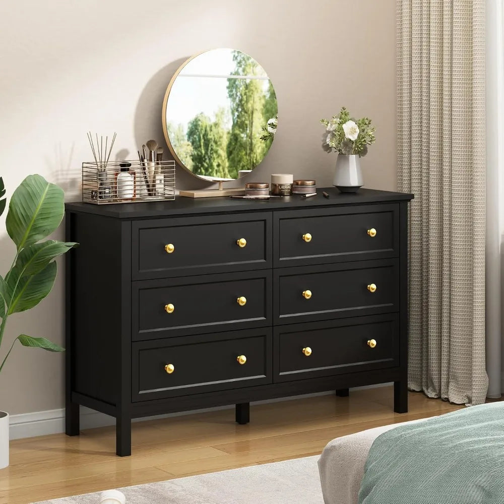 Aplus 6-Drawer Wood Dresser for Bedroom