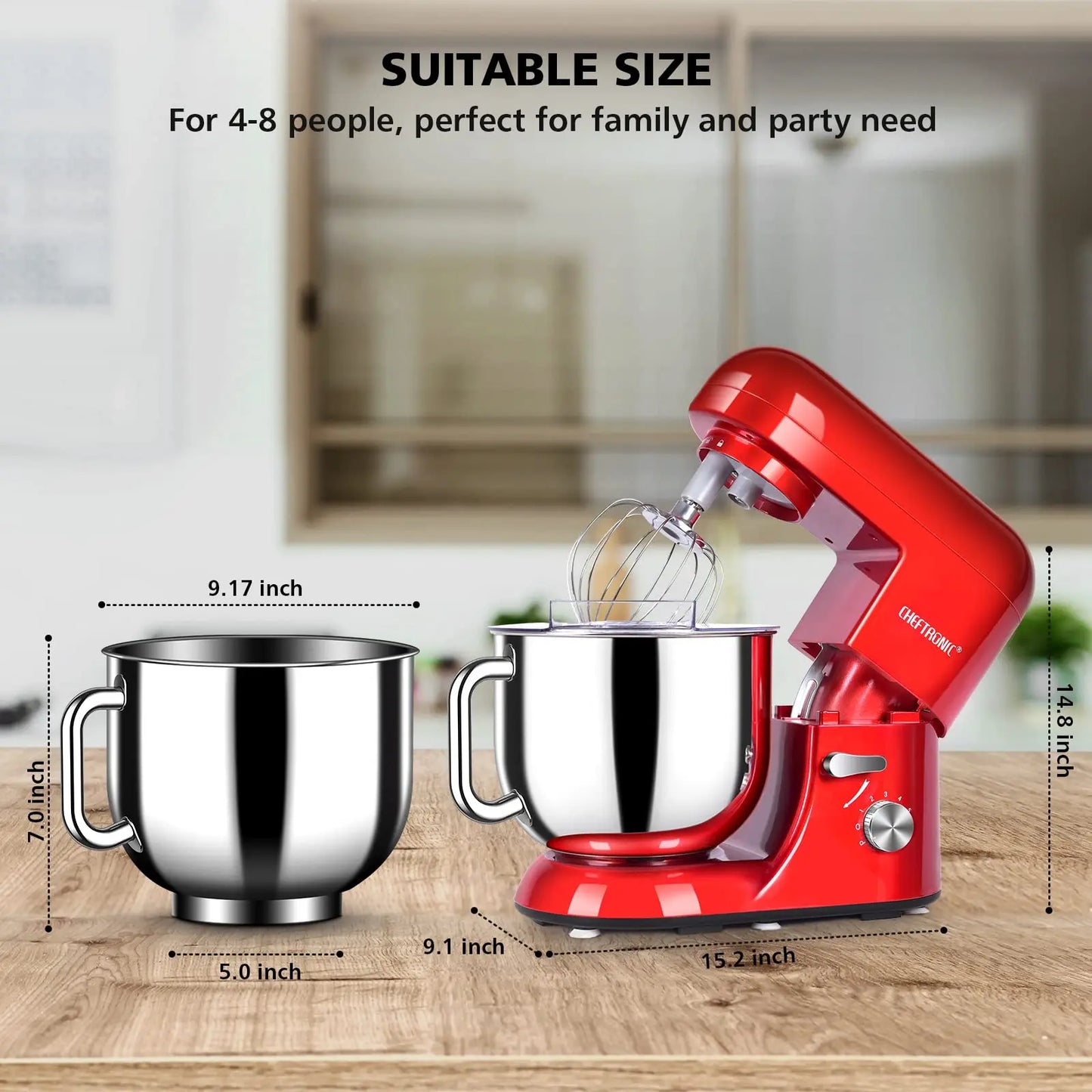 Cheftronic Stand Mixer 650W Tilt-Head Electric Kitchen Mixer