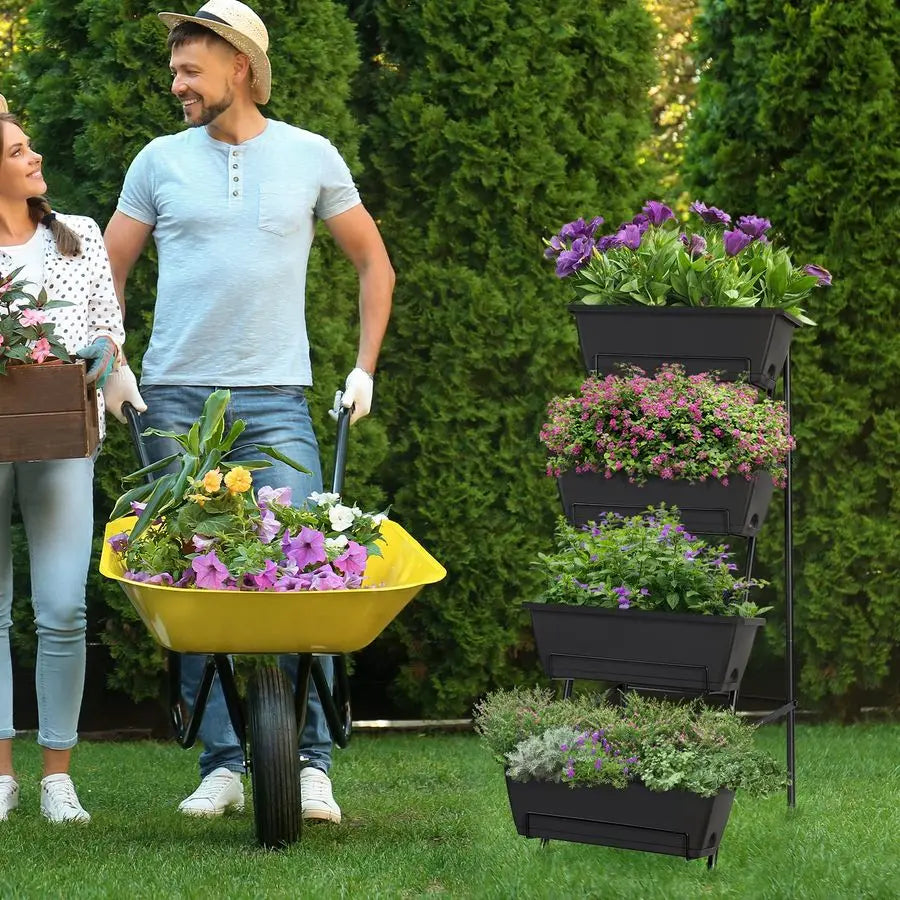 Raised Garden Bed 4 Tier Vertical Garden Planters Indoor Outdoor Raised Planter Box with Legs Elevated Herb Garden Planter for F