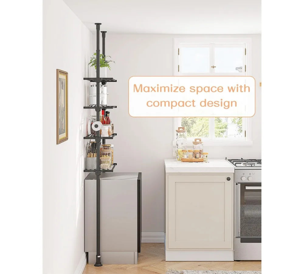 Over Toilet Storage Shelf 4 Tier Bathroom Organizer Tension Mount