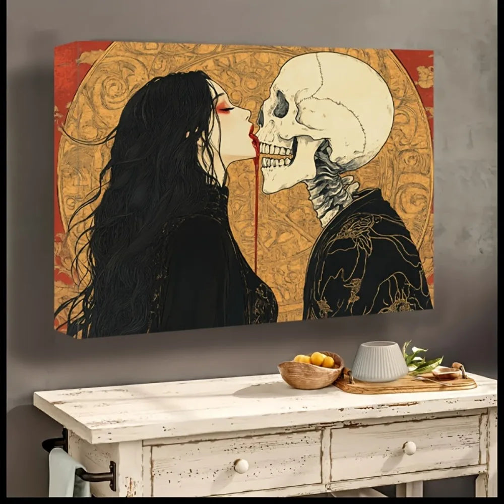 Hignconcerned Halloween Horror Skull Poster With Wood Frame