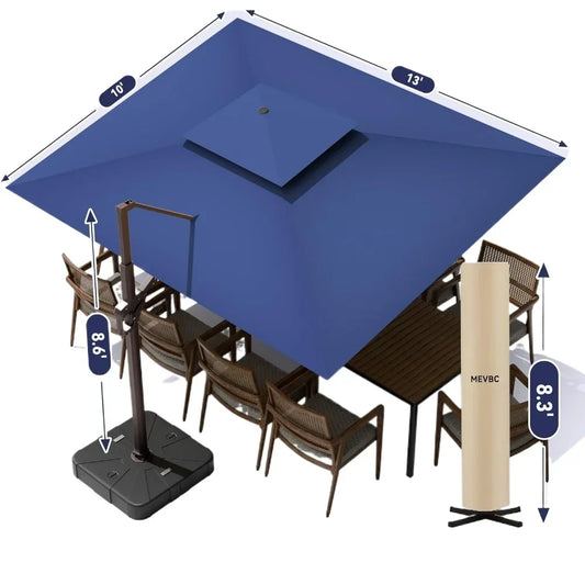 Cantilever Outdoor Patio Umbrella With LED Lights Heavy Duty