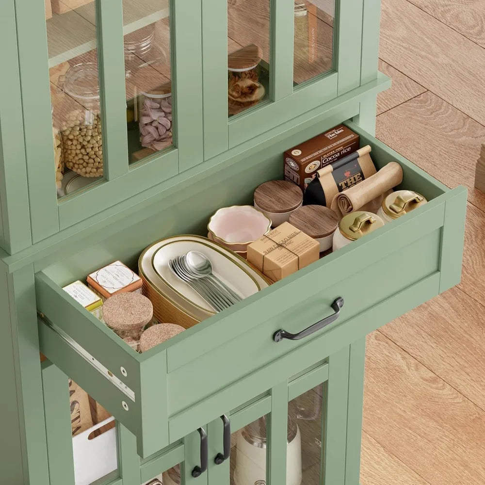 Kitchen Cabinet With Glass Doors And Drawers Freestanding Pantry