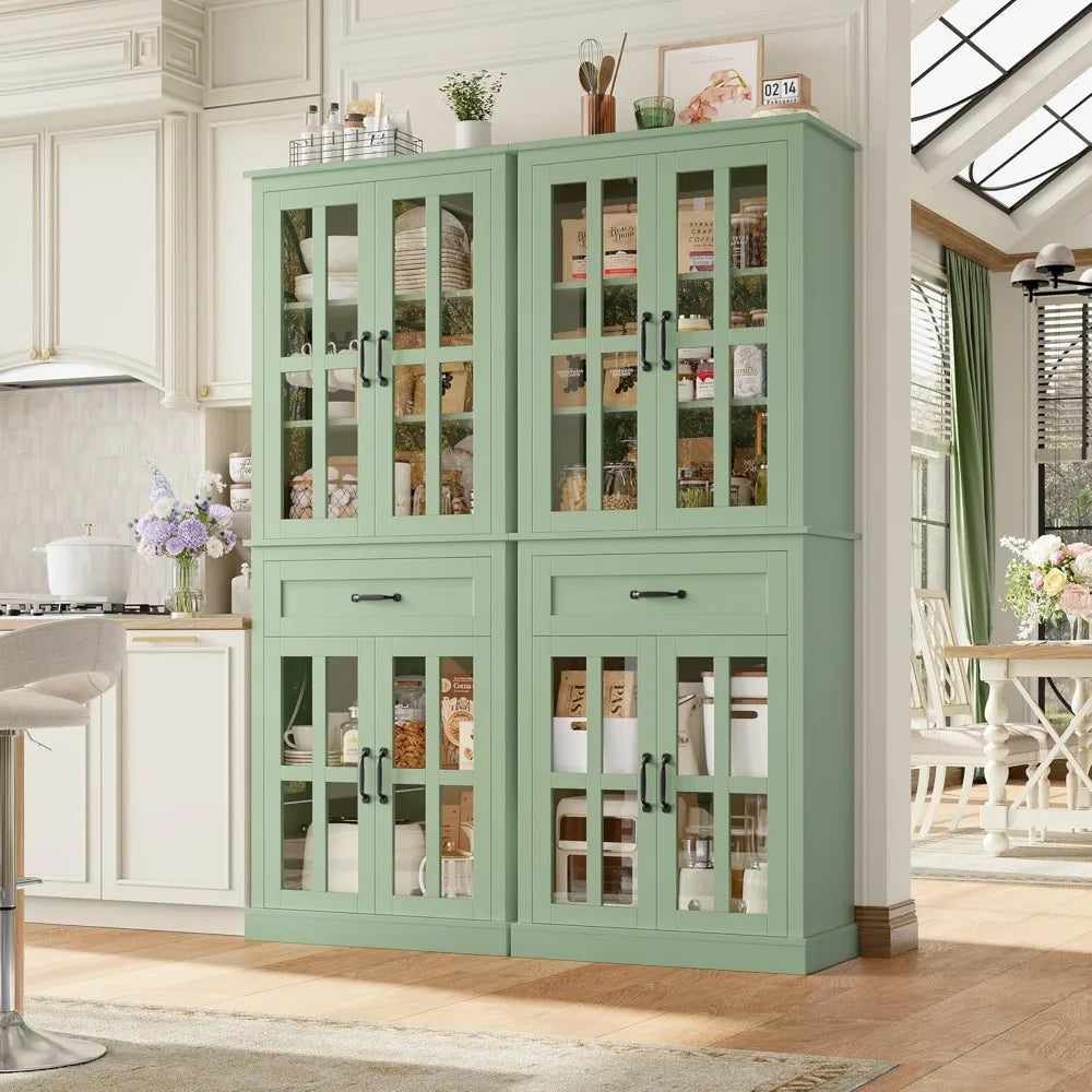Kitchen Cabinet With Glass Doors And Drawers Freestanding Pantry
