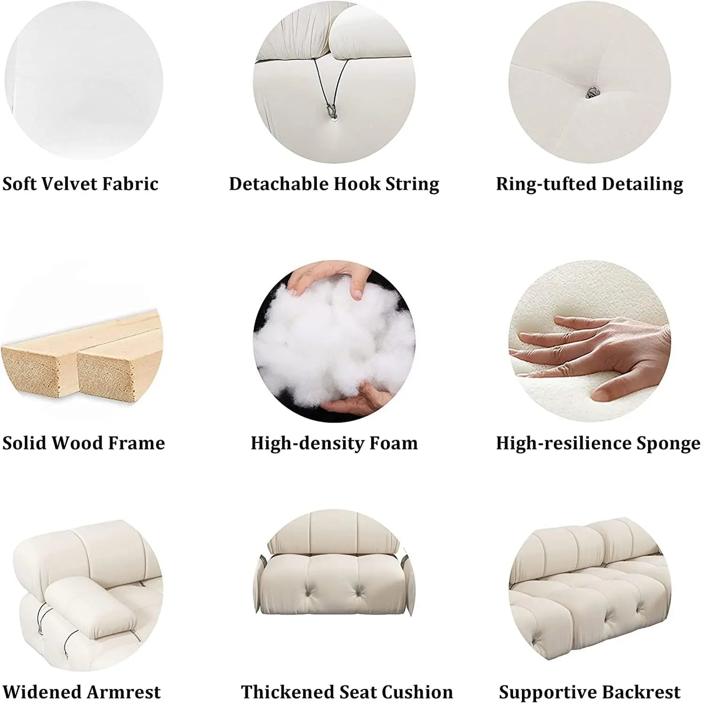 Sdorens Velvet Minimalist Modular Sectional Sofa Convertible for Living Room