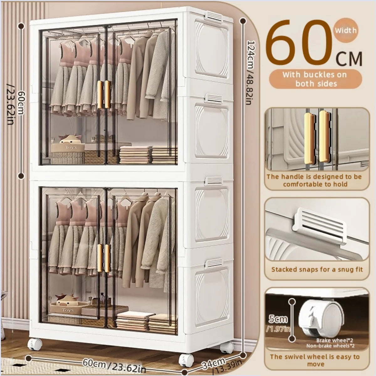 NONECN Foldable Plastic Storage Box For Bedroom Closet