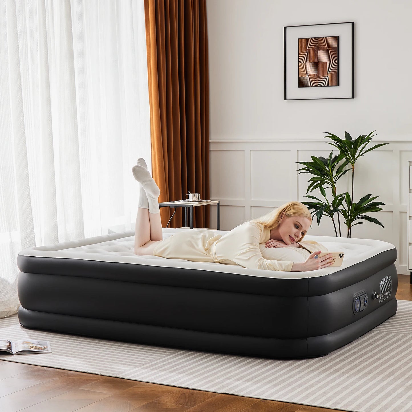 JHK Air Mattress With Double Height Non Slip Bottom