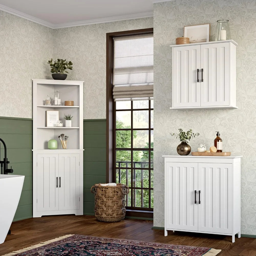 Over Toilet Storage Cabinet With Soft-Close Doors And Adjustable Shelves