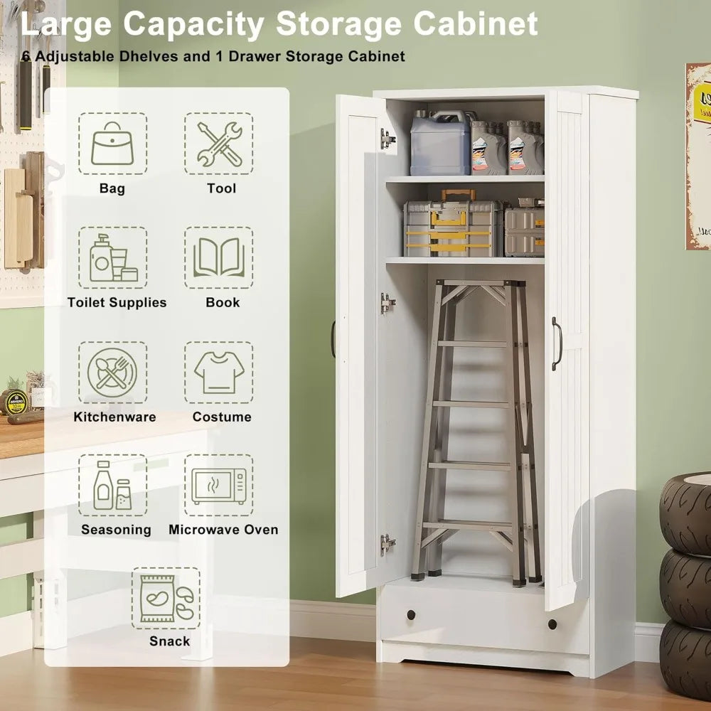 Wooden Storage Cabinet With Adjustable Shelves And Doors