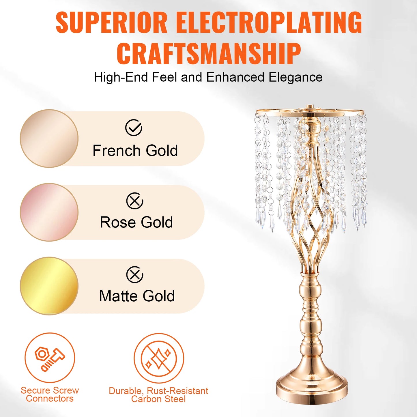 SucceBuy Crystal Wedding Flower Stand Metal Centerpiece