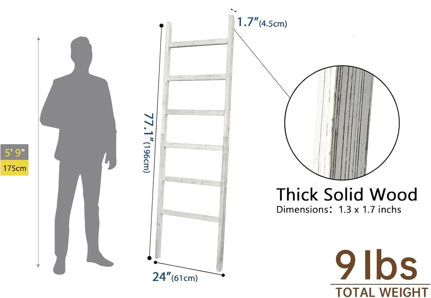 Hign Concerned Wooden Blanket Ladder Rustic Towel Rack