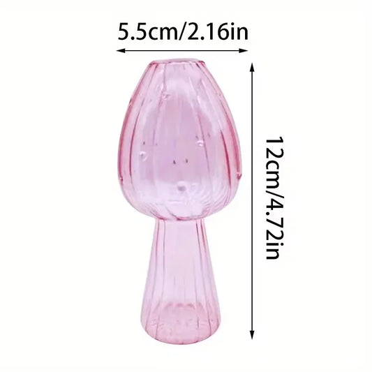 Function Transparent Glass Mushroom Vase for Hydroponics and Aromatherapy