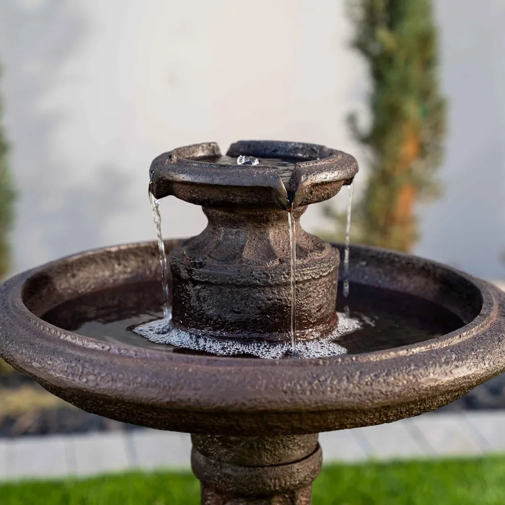 Solar Powered Bird Bath Fountain For Outdoor Garden Decor