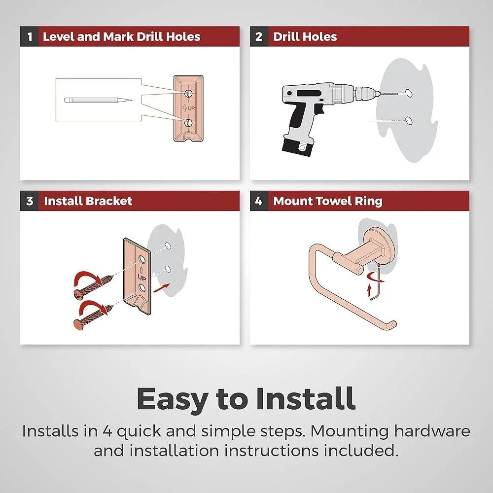 Dutrieux Bathroom Towel Ring Wall Mounted Durable Accessory