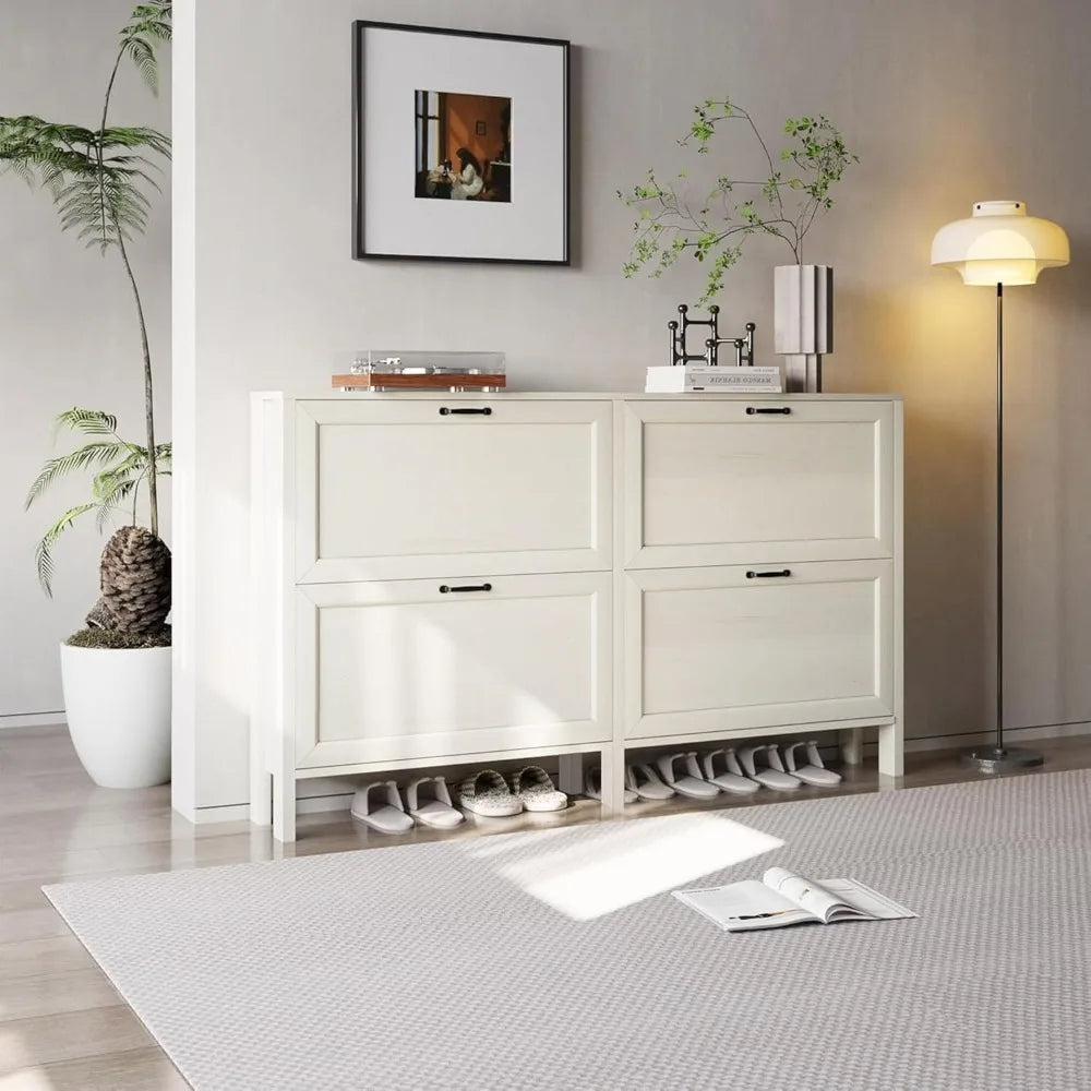 Freestanding Shoe Cabinet With Four Drawers Engineered Wood