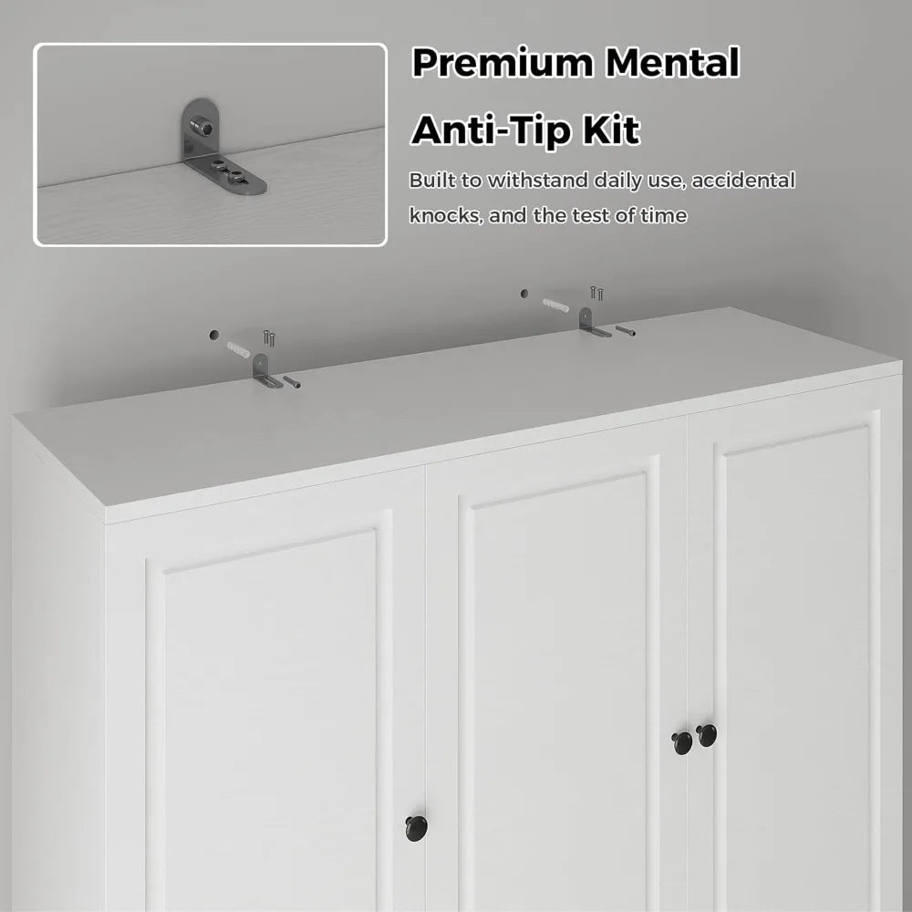 Charge Pantry Storage Cabinet With 6 Doors And 8 Shelves