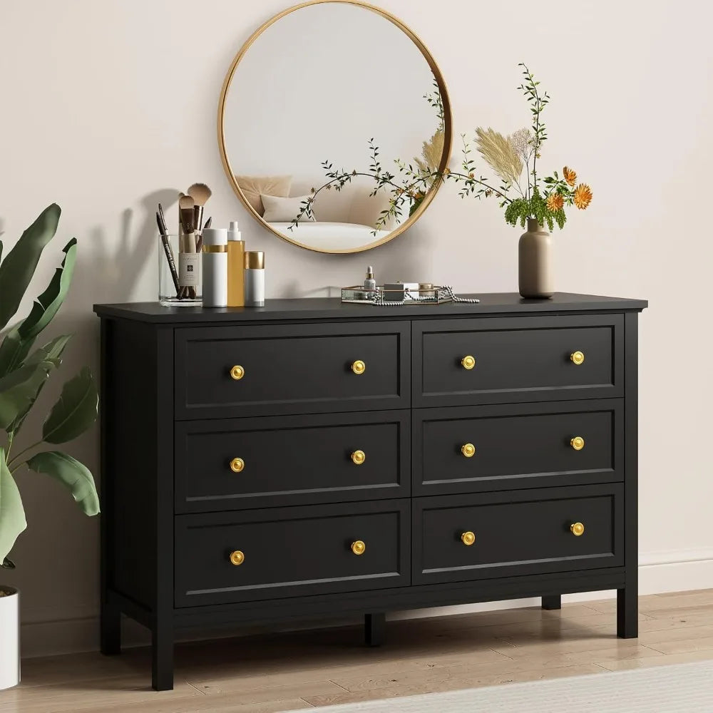 Aplus 6-Drawer Wood Dresser for Bedroom